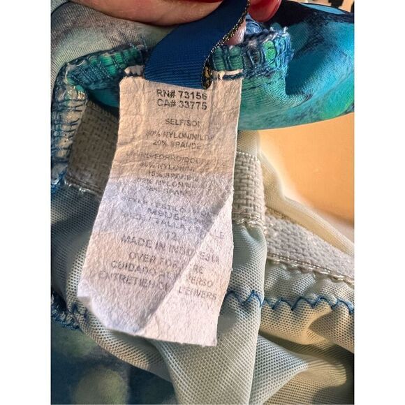 Maxine Women's Sized 12 One Piece Swimsuit Dress Blue Abstract Dot Psychedelic - Picture 8 of 8